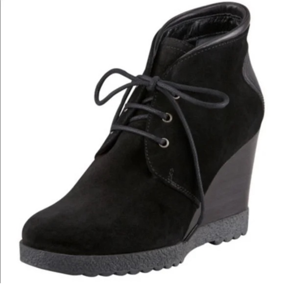 AQUATALIA Waterproof Black Suede Wedge Boots-NWT-9.5 - Picture 8 of 8